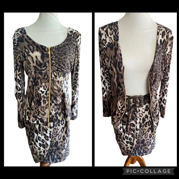 Chic Leopard Print Two-Piece Skirt Set | NWOT Size Medium - Picture 1 of 12